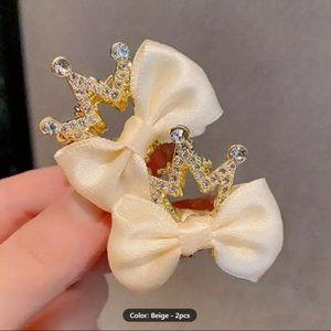Little Girls Bowknot Crown Clips- 2pcs.